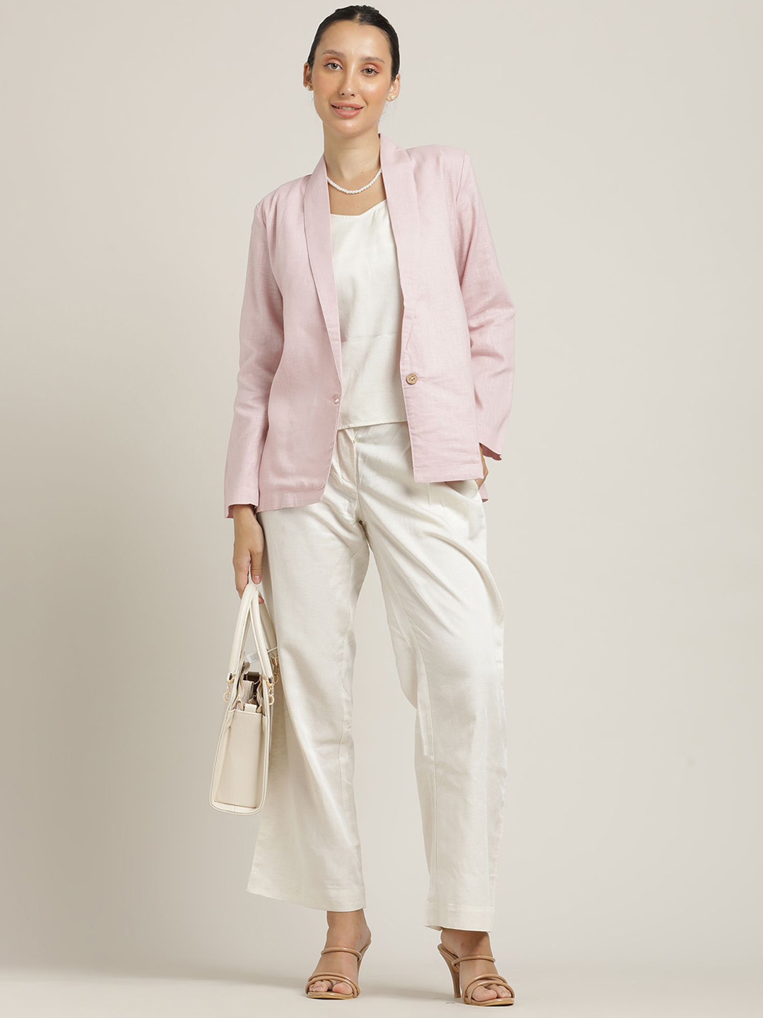 Saltpetre V-Neck Top & Trouser With Blazer Co-ord Set