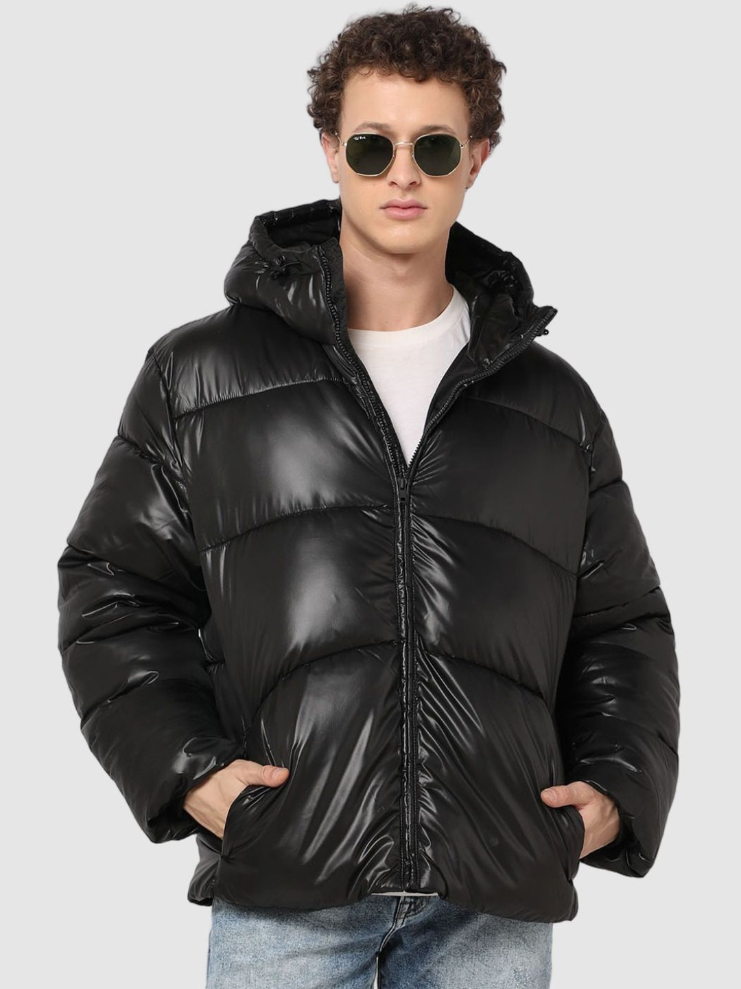 GAP Zip-Front Regular Fit Hooded Puffer Jacket