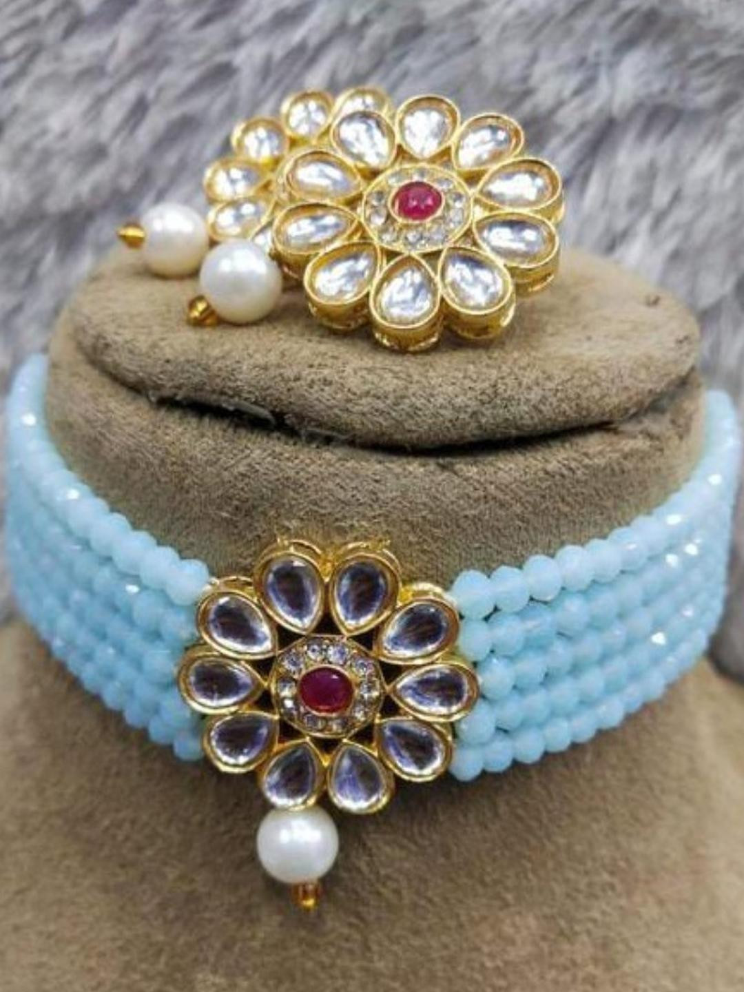 UNNATI JEWEL Blue Brass Jewellery Set