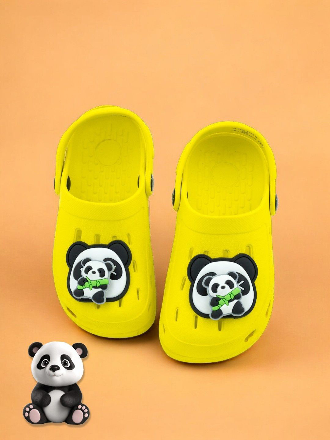 Yellow Bee Boys Panda & Bamboo Rotating Charms Clogs