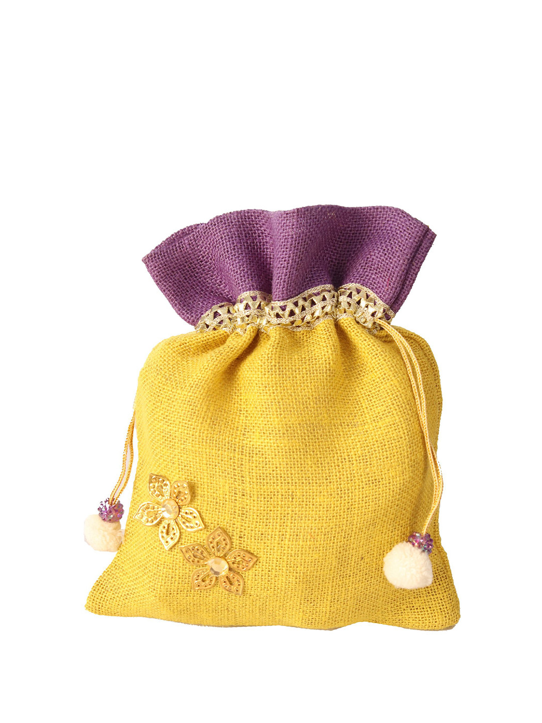 Exotic India Embroidered Jute Potli Clutch