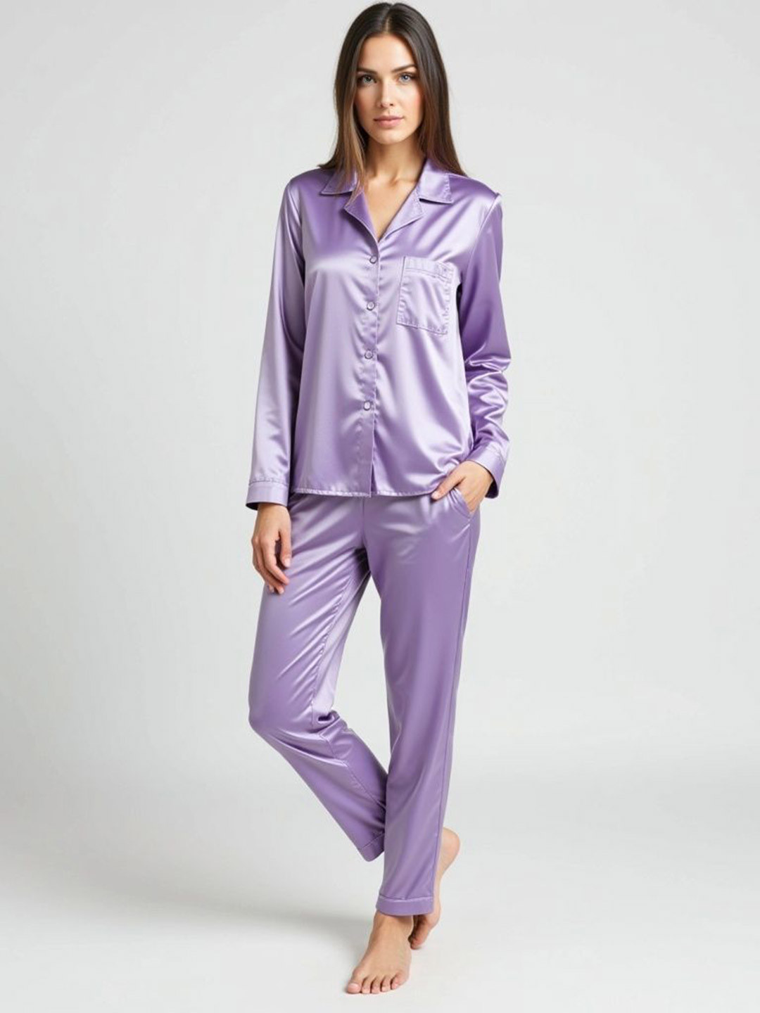 DEHMAN Women Silk Night suit