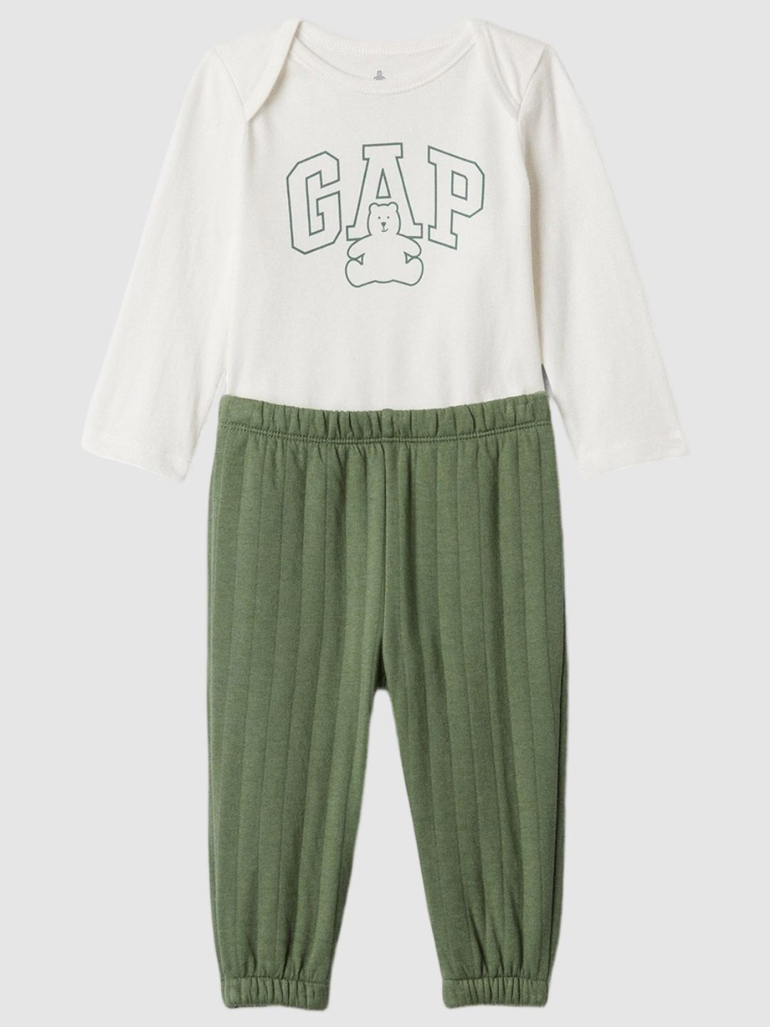 GAP Kids Printed Short Sleeves Crew Neck Pure Cotton Top With Joggers Clothing Set