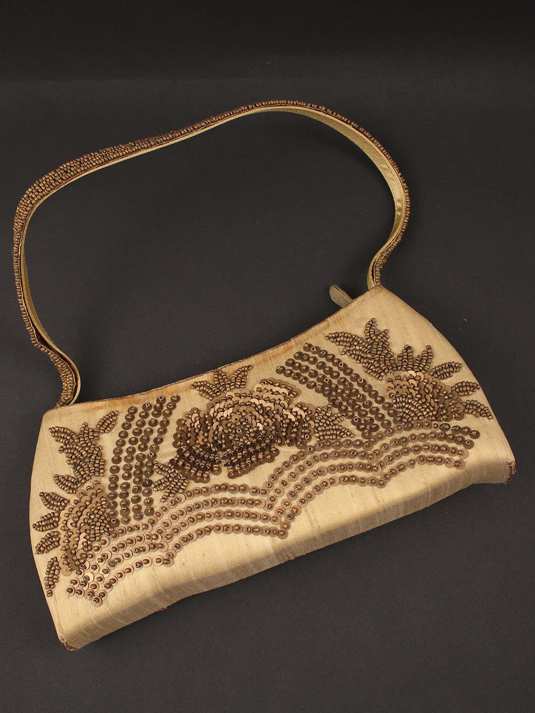 Exotic India Embroidered Beads and Sequinned Silk Purse Clutch