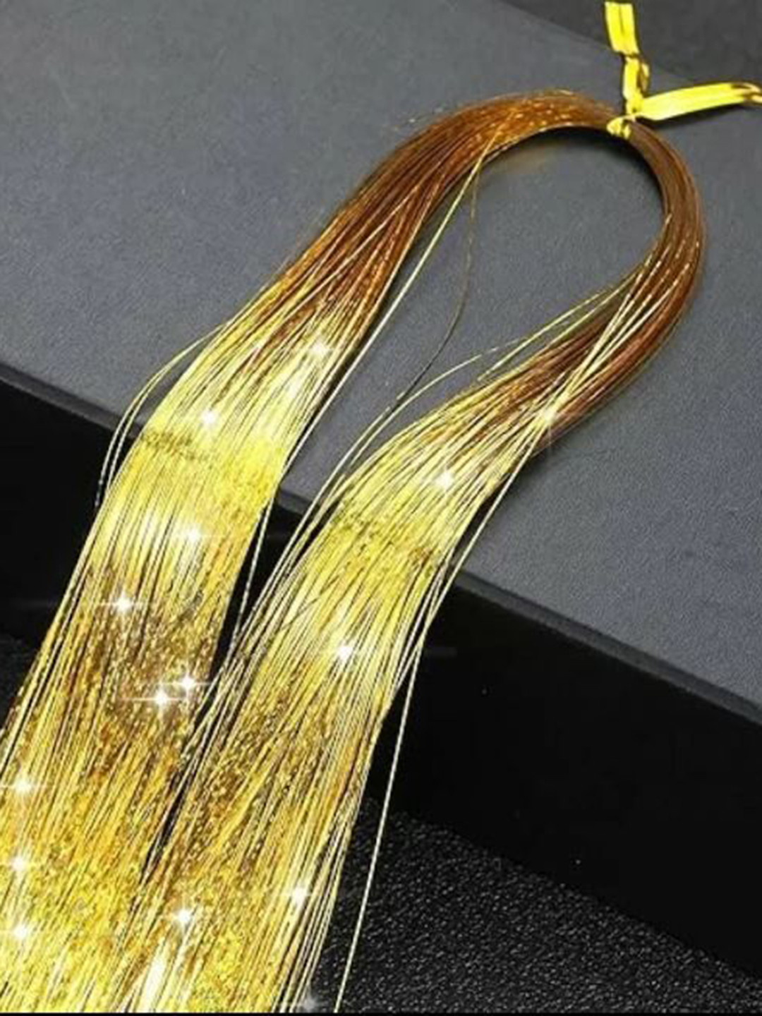 EL CABELL Halo Straight Color Stranded Hair Extension - Golden Glitter - 40 Inch