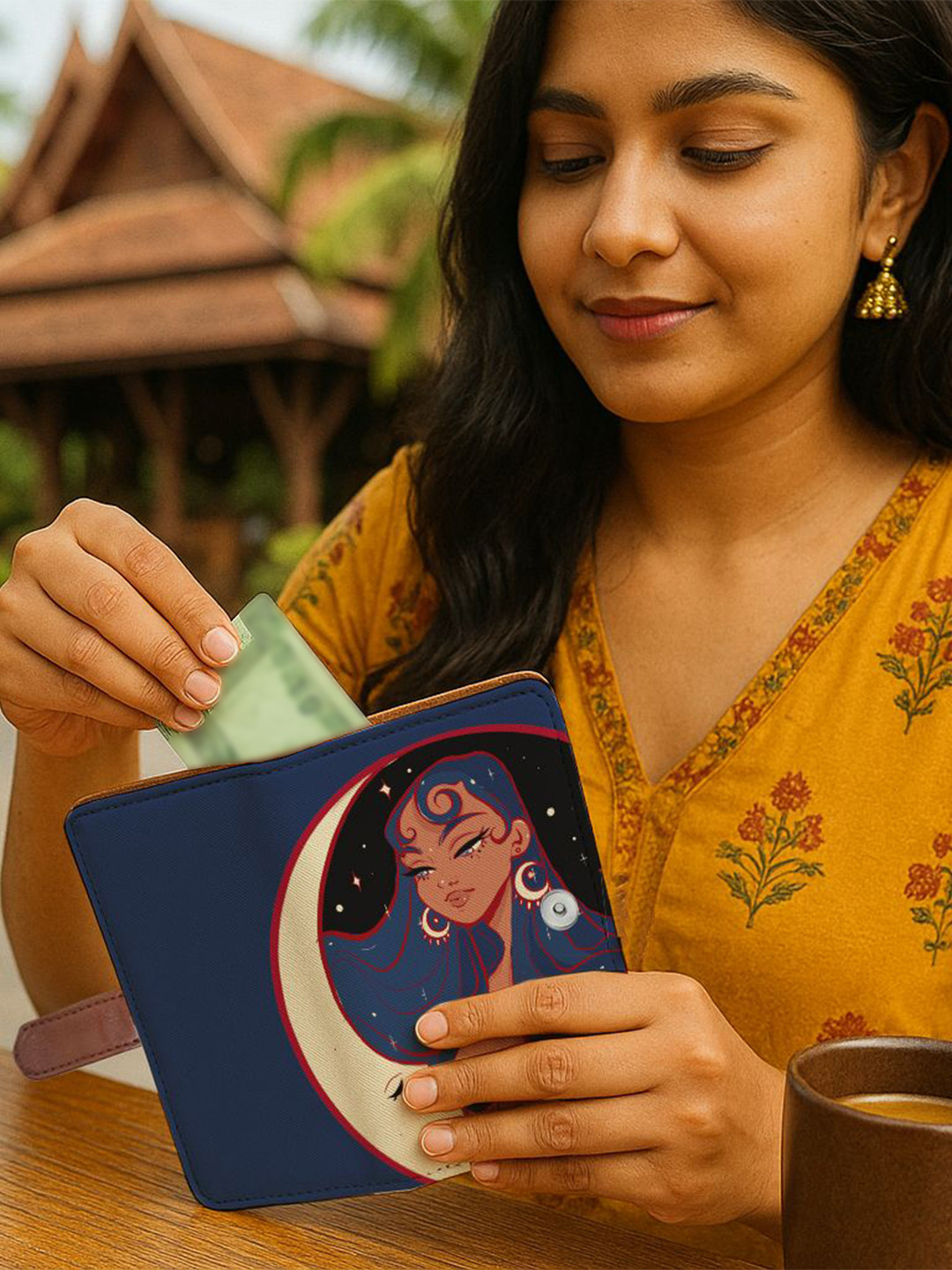 Kalankit Women Printed Bi-Fold Compact Travel Purse Wallet