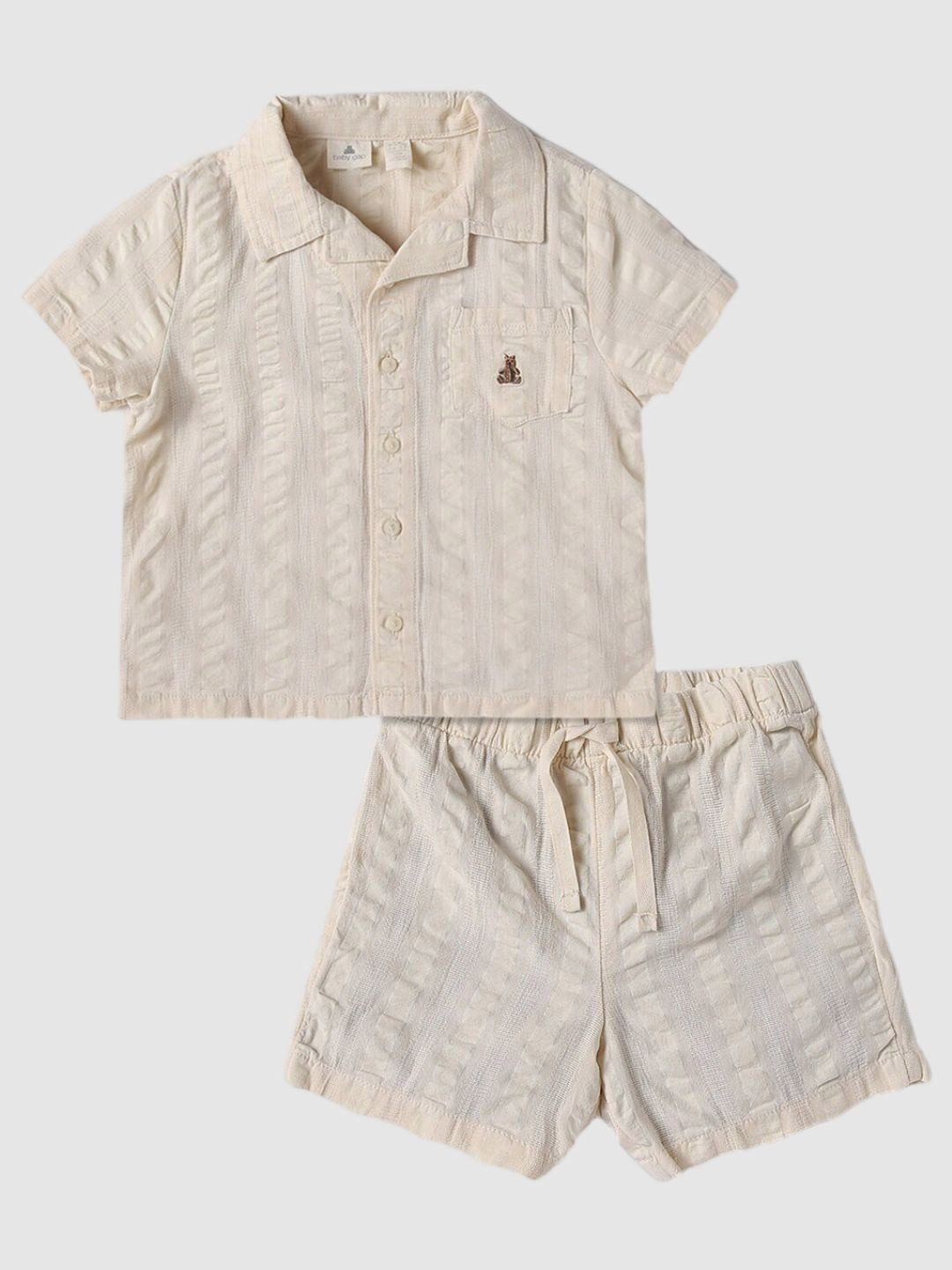 GAP Infants Kids Striped Pure Cotton Onesies With Spread Collar Shirt & Shorts