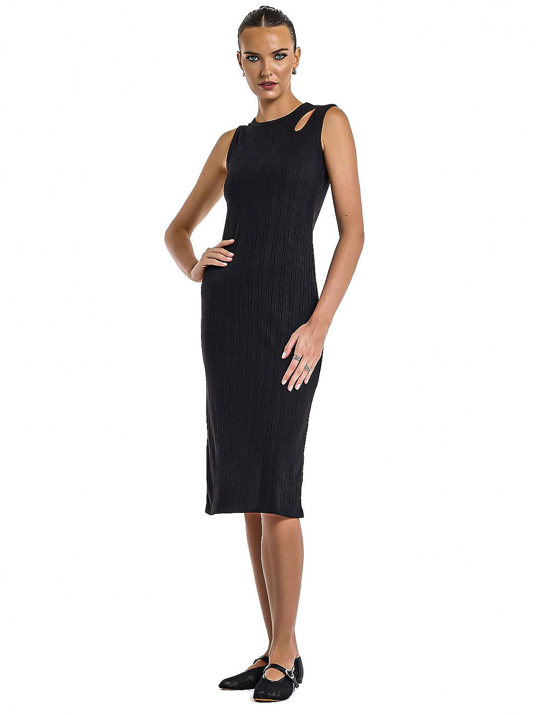 BCBG Boat Neck Bodycon Midi Dress