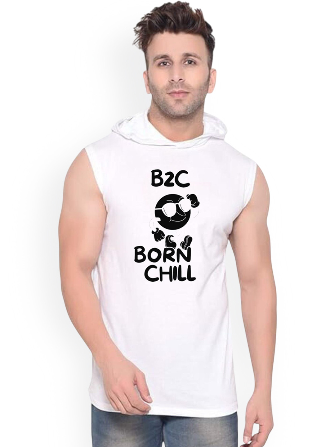 FABSTIEVE Printed Cotton Hooded Neck Basic Gym-Vest Gym_Vest White_Print-244_gym_vest Whi