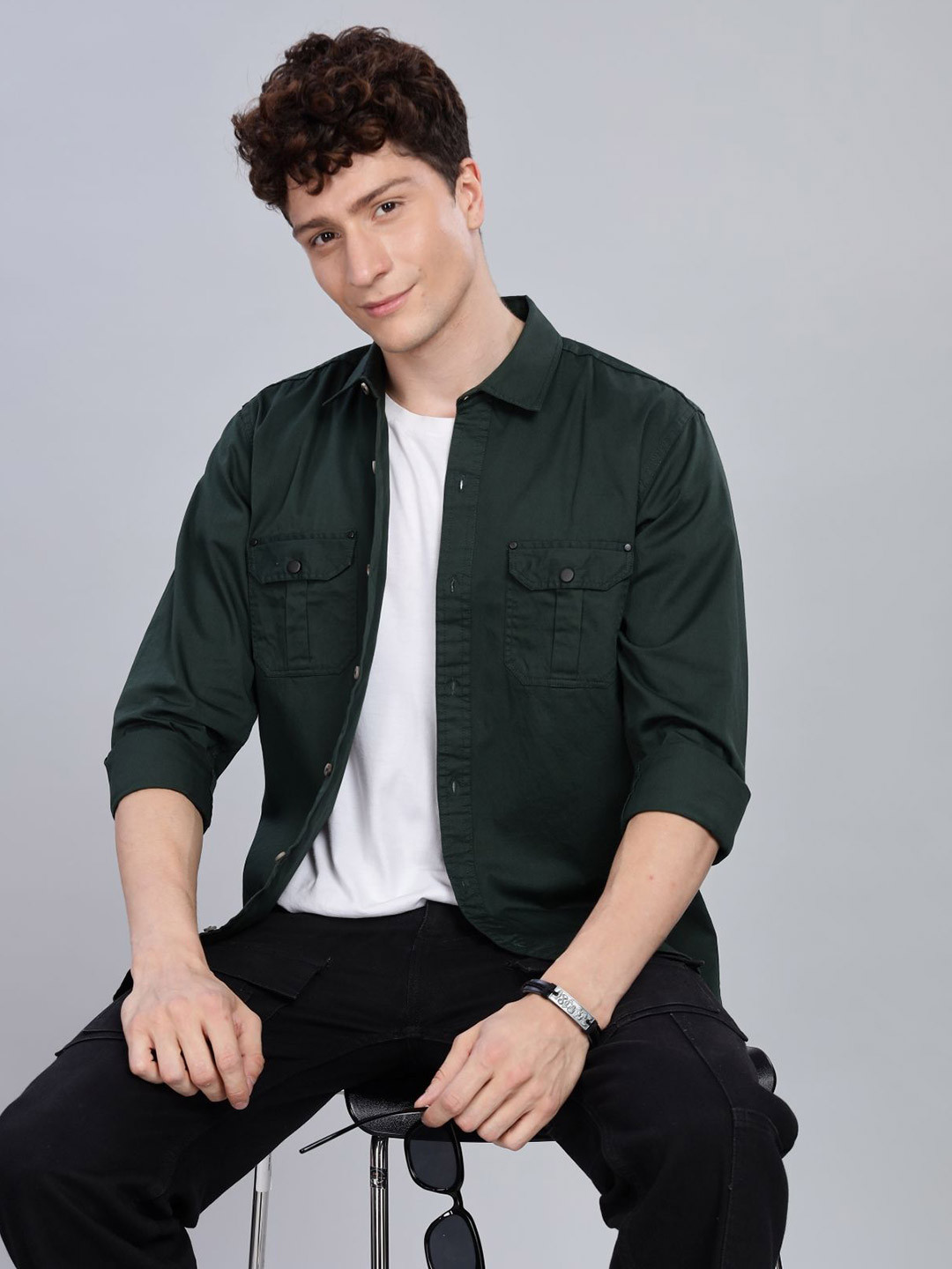 7TH LEGION Smart Cargo Cotton Regular Fit Spread Collar Casual Shirt