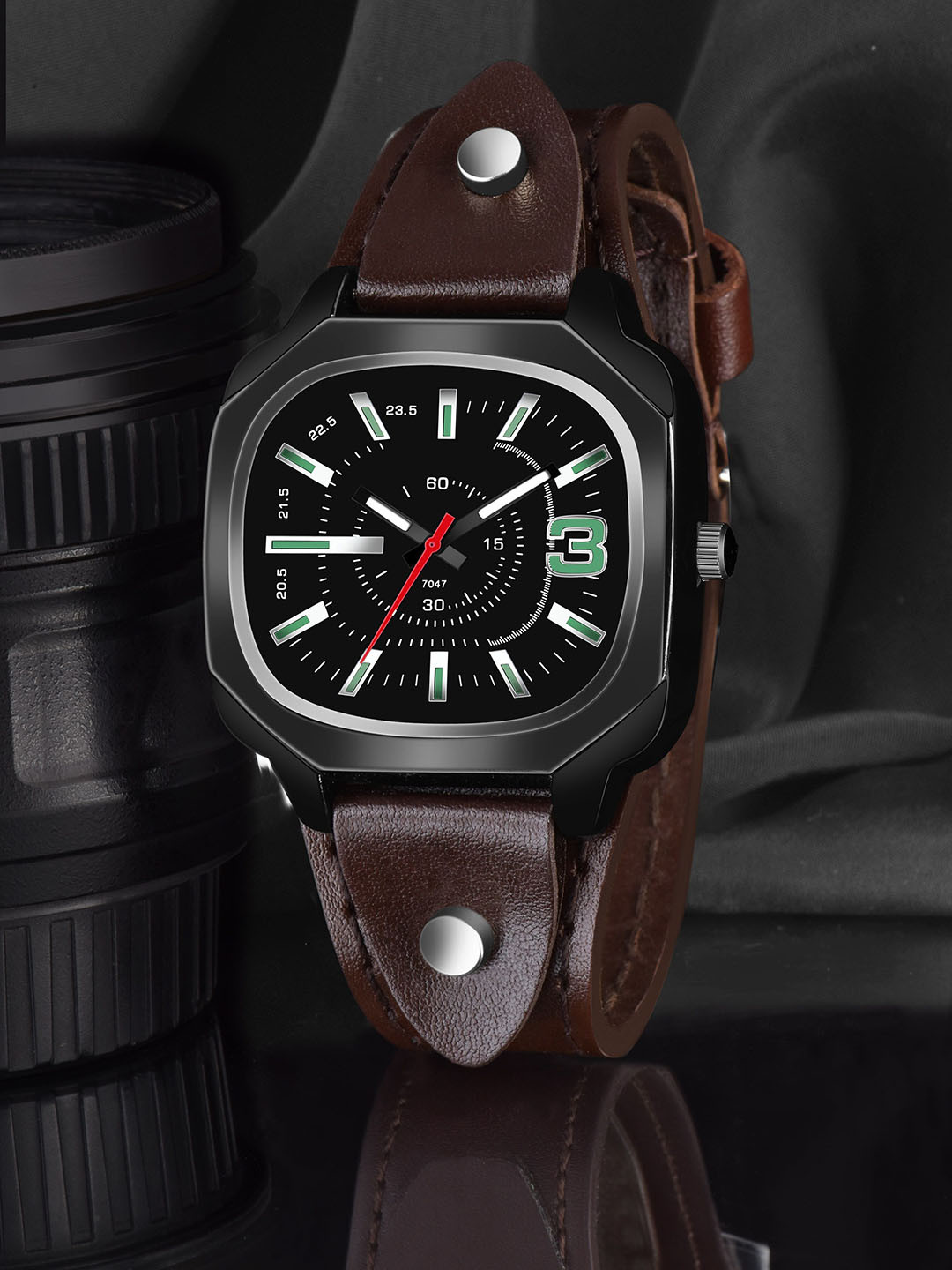 WATCHSTAR Men Leather Straps Analogue Watch Vintage BrownnWC