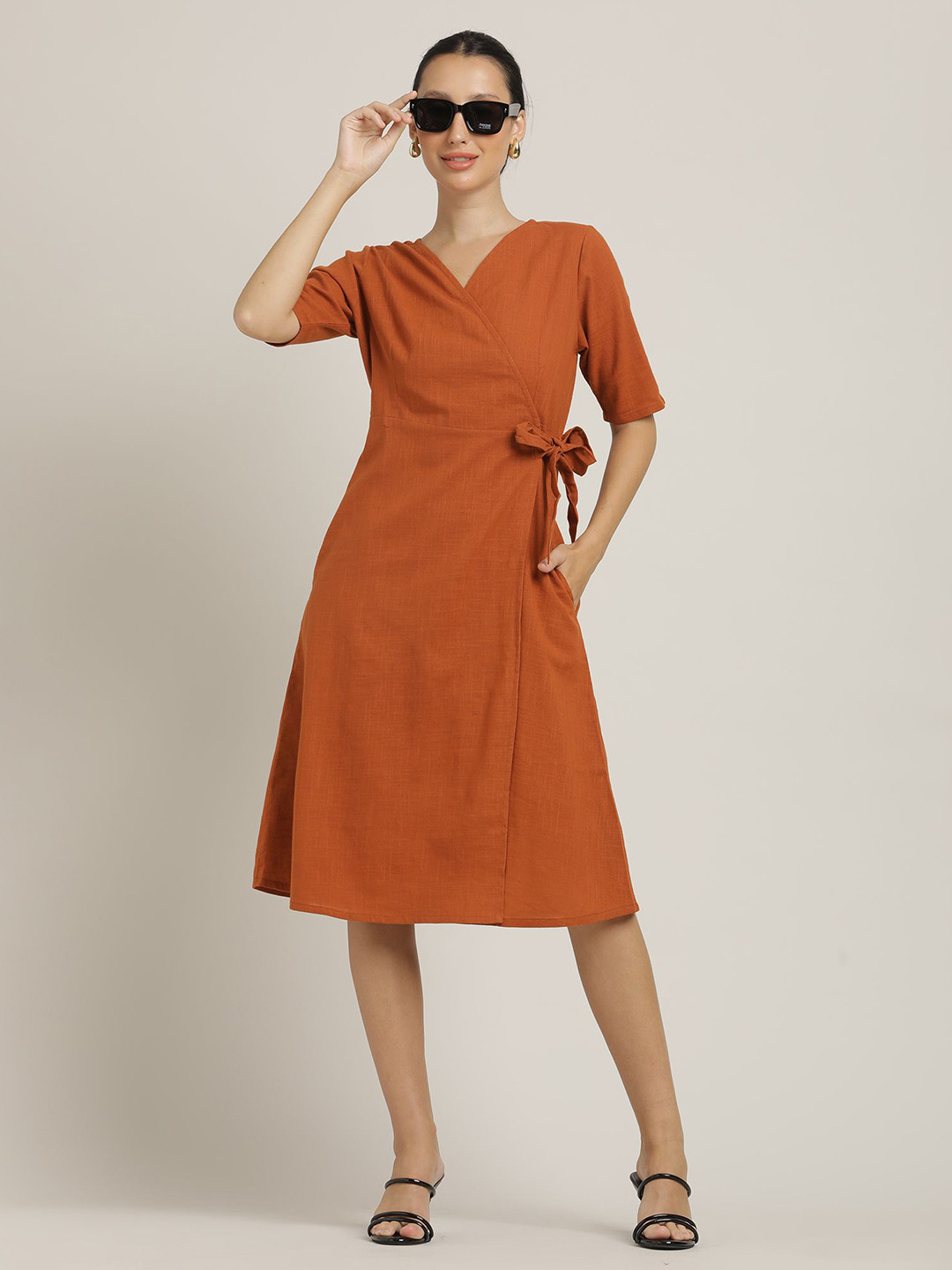 Saltpetre Organic Cotton Midi Wrap Dress