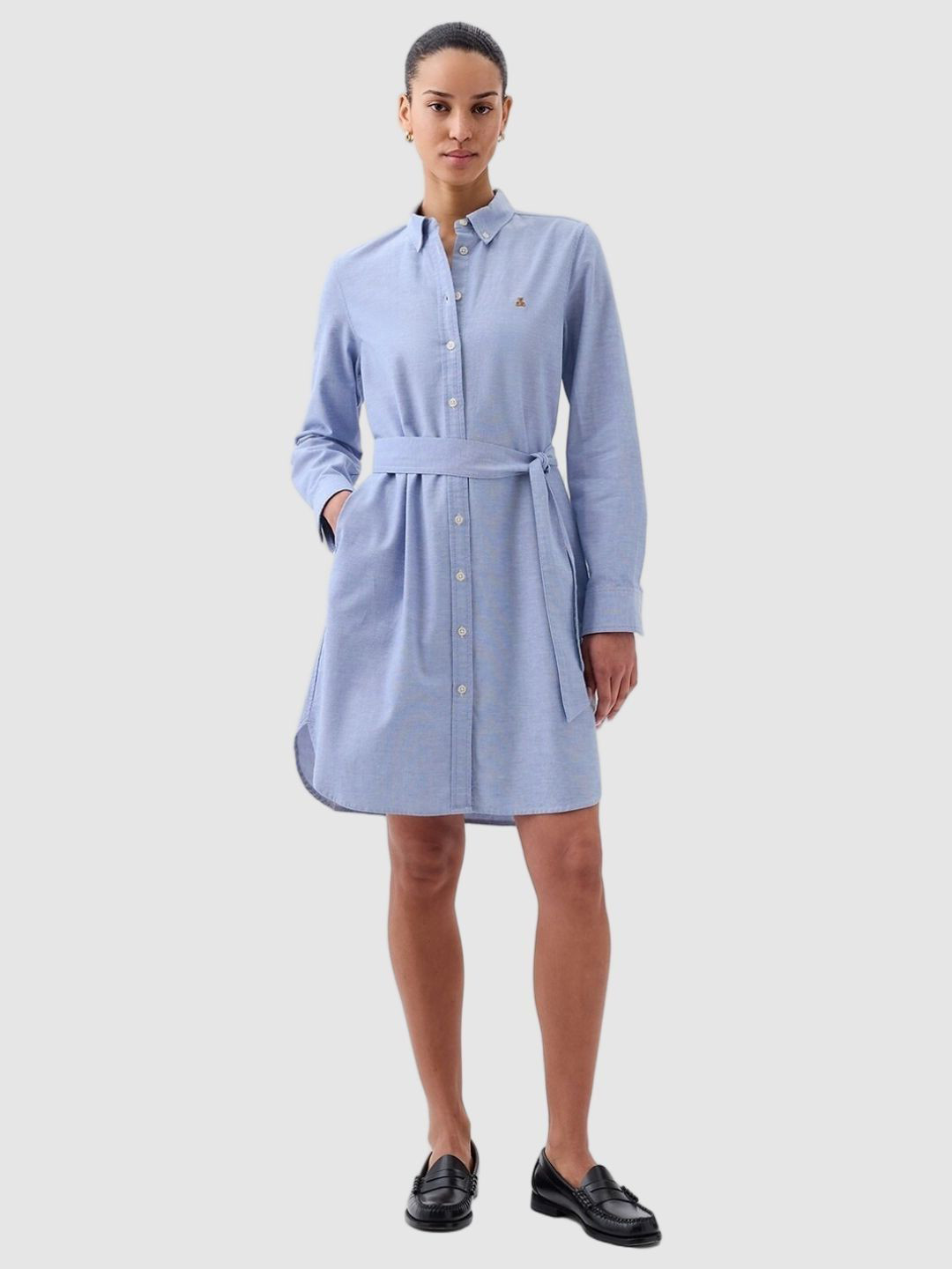 GAP Brannan Bear Embroidered Loose Fit Belted Cotton Shirt Dress