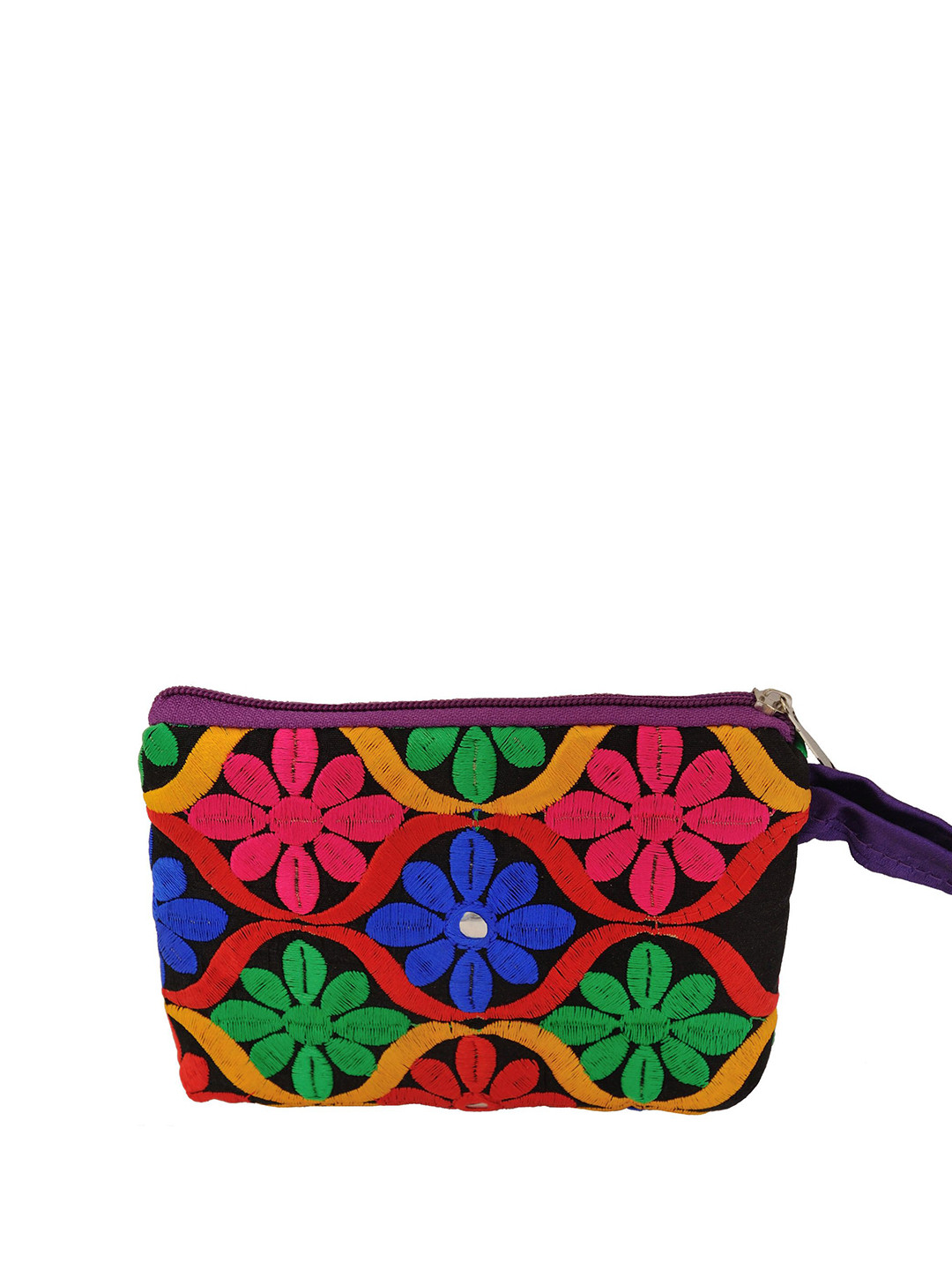 Exotic India Floral Embroidered Purse Clutch