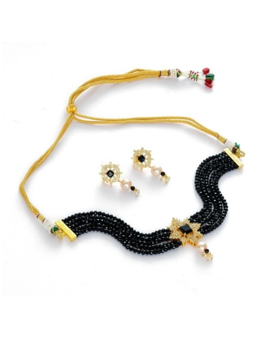 UNNATI JEWEL Black Beads Jewellery Set