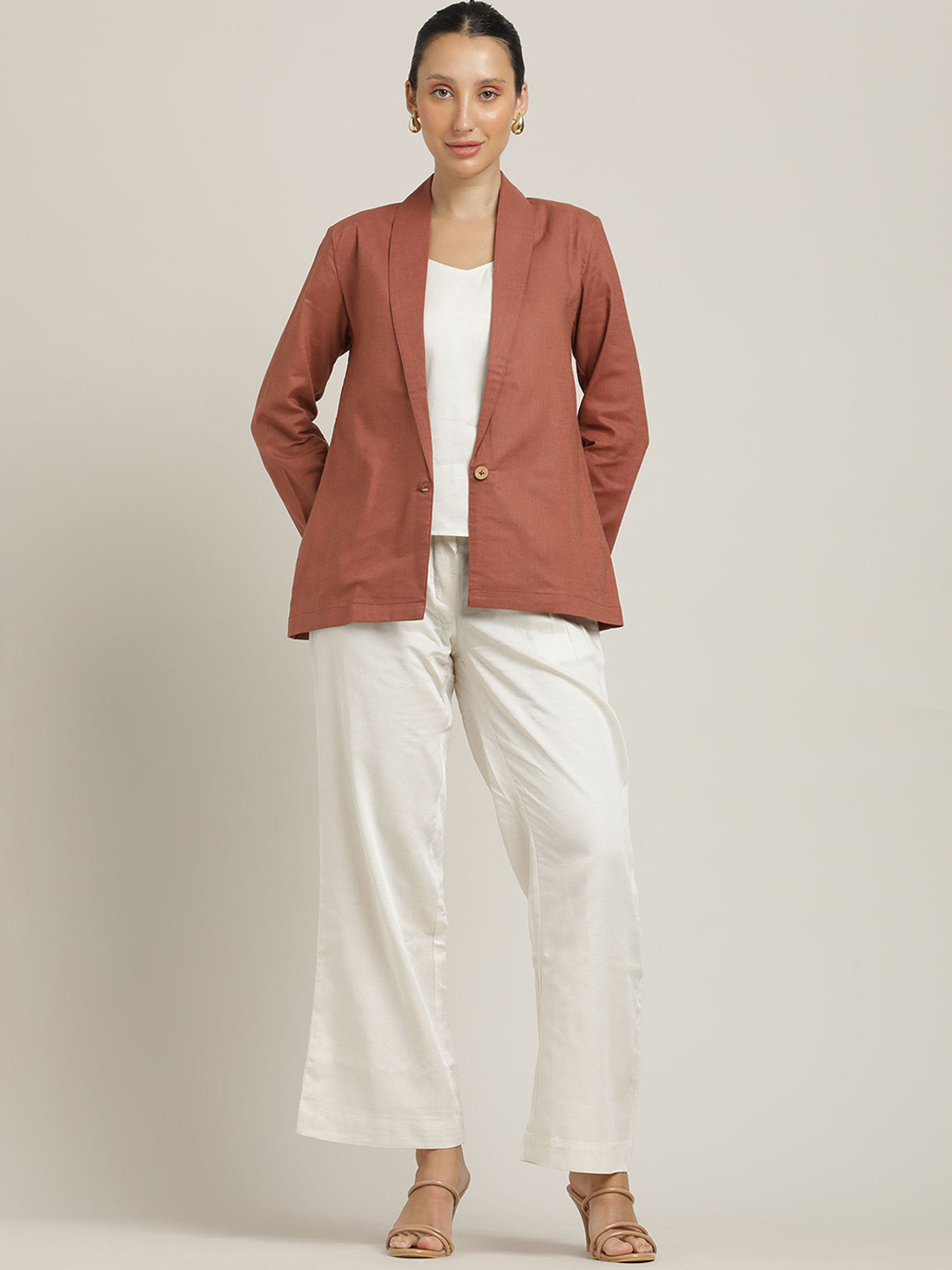 Saltpetre V-Neck Top Top With Jacket & Trouser Co-Ords Set