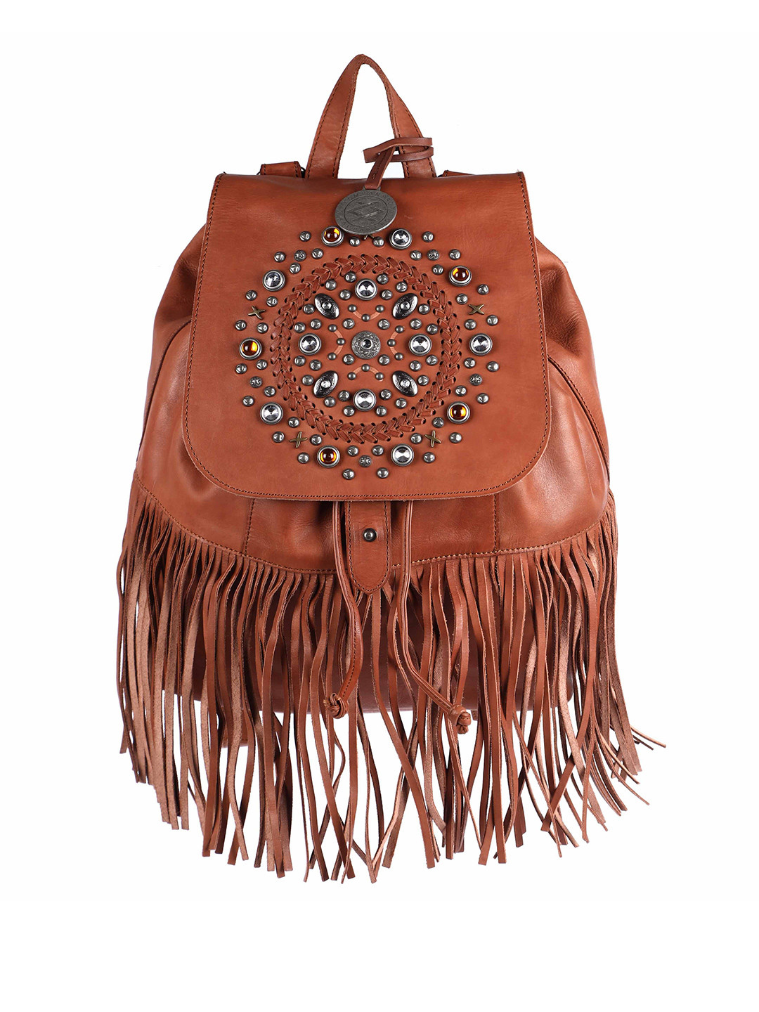 KOMPANERO Boho Unisex Leather Embellished Backpack