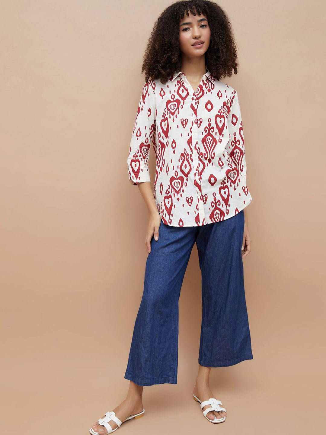 Colour Me by Melange Women Abstract Printed Spread Collar Cotton Casual Shirt