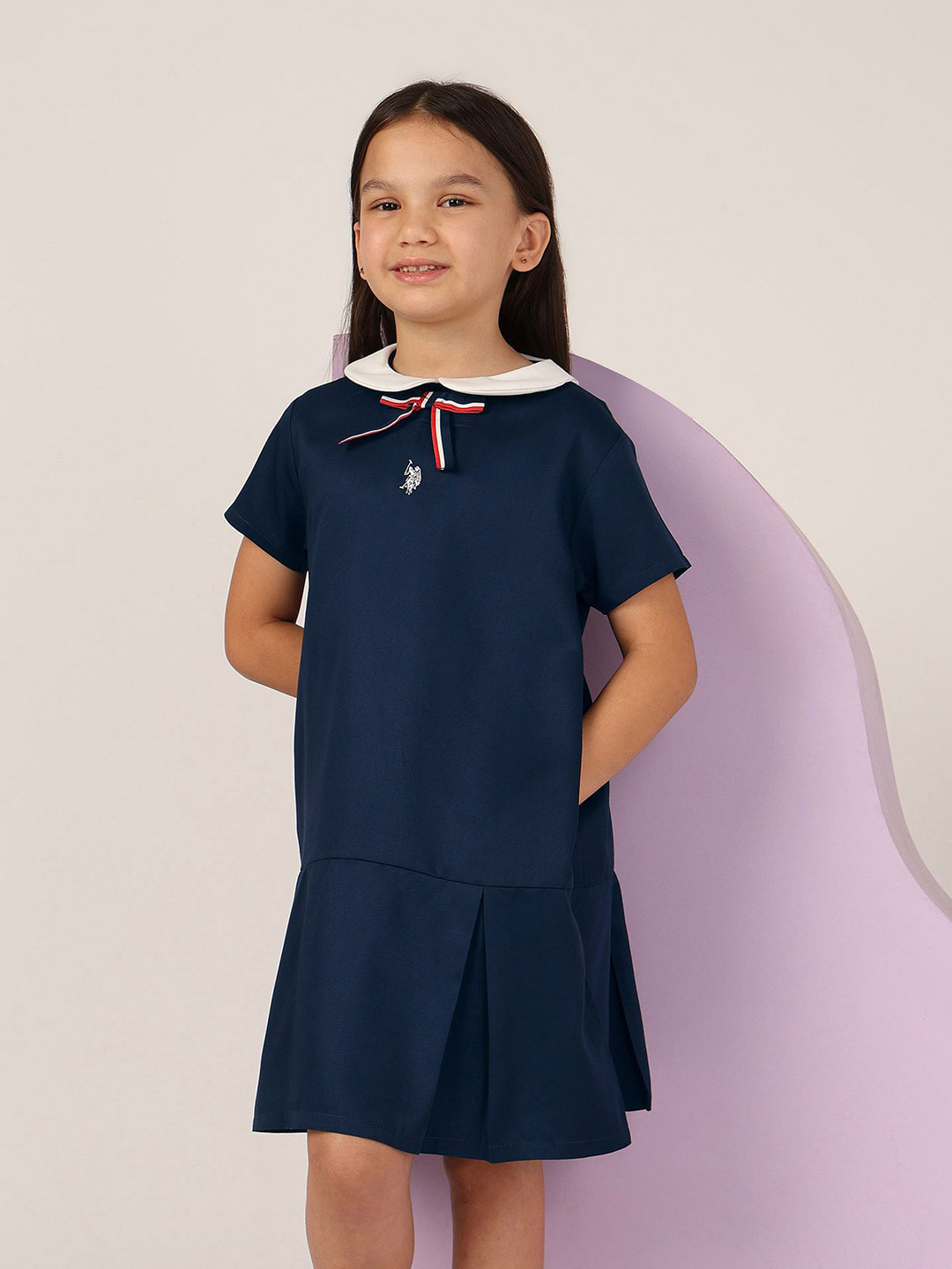 U.S. Polo Assn. Kids Peter Pan Collar A-Line Dress