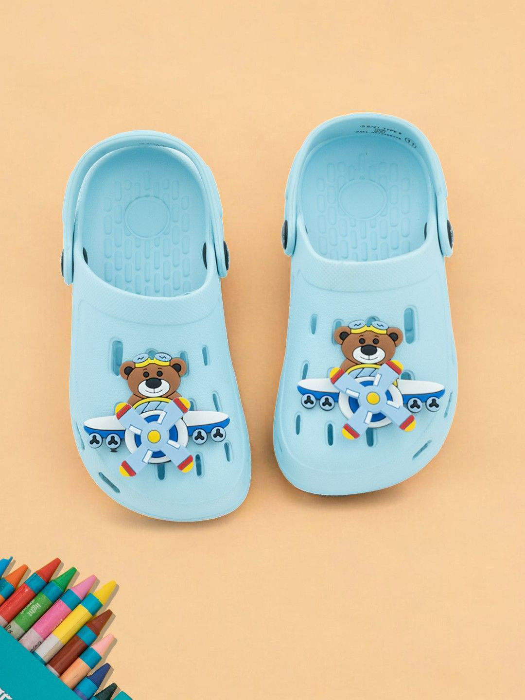 Yellow Bee Boy Bear & Airplane Rotating Charm Clogs