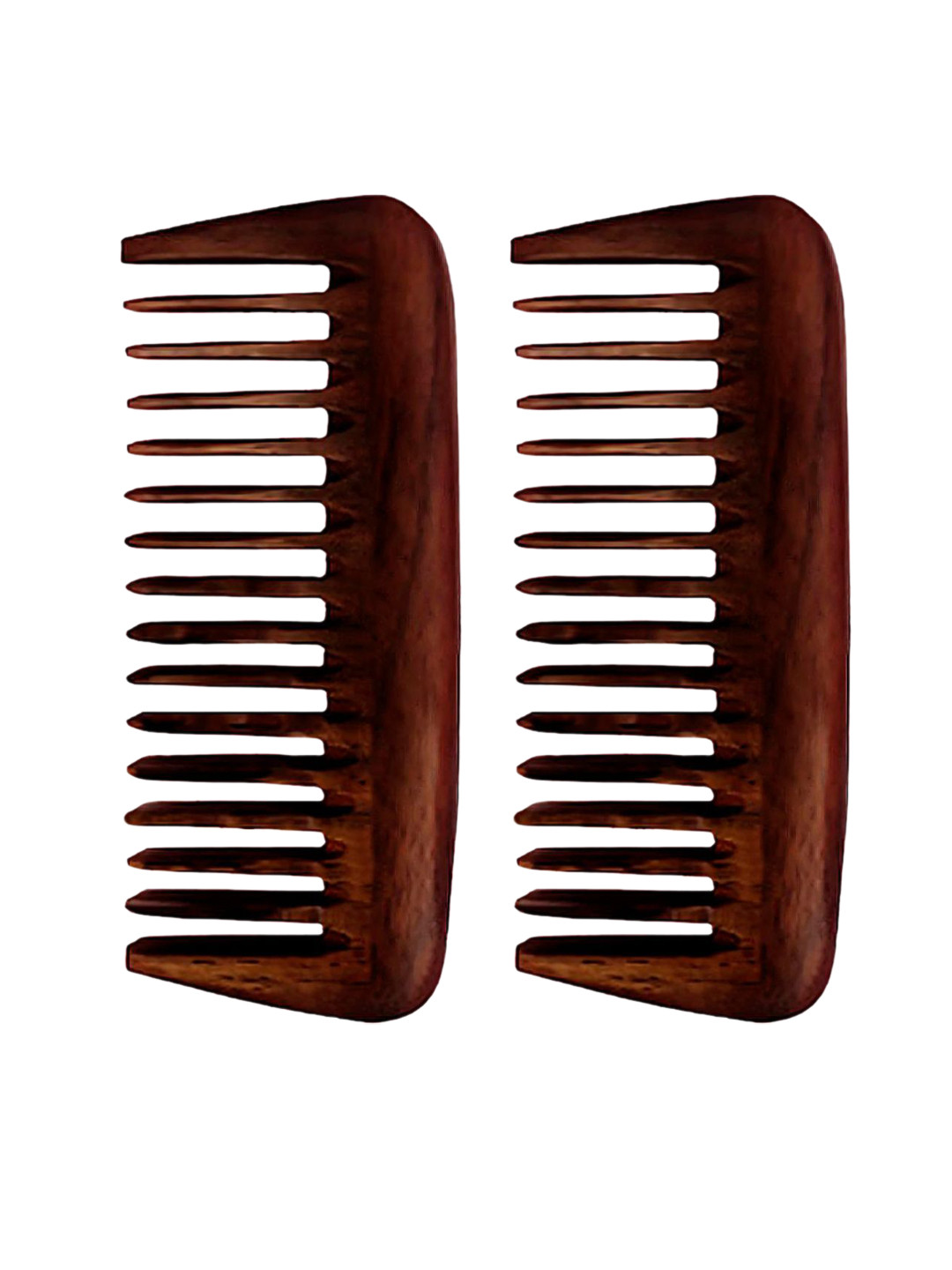 RUFIYS Set Of 2 Rosewood Wide Tooth Wooden Comb For Hair Growth & Dandruff Brown
