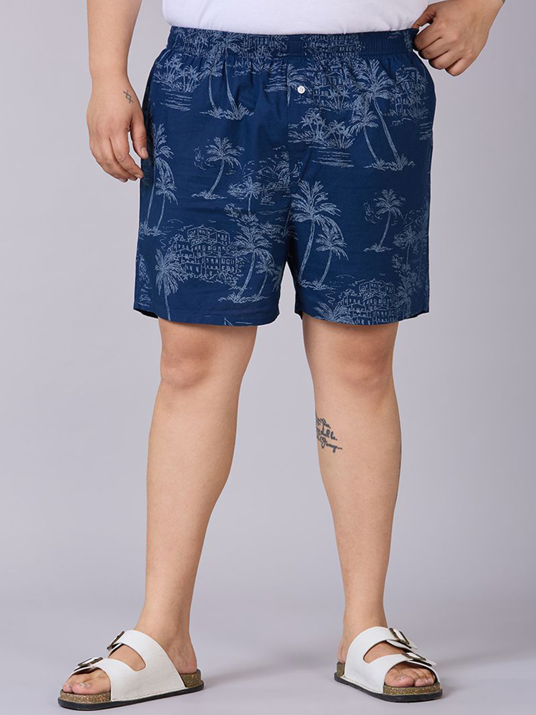 UNSIZED Printed Pure Cotton Boxer USBX-125-BX010-PR01-NAVY