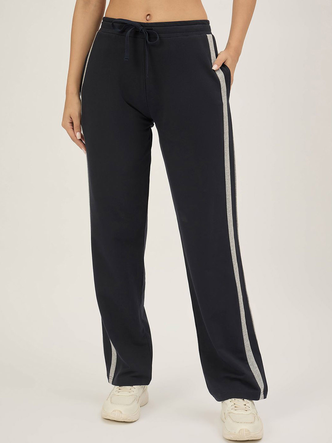 FEMEA Women Side Stripe Straight-Fit Track Pants