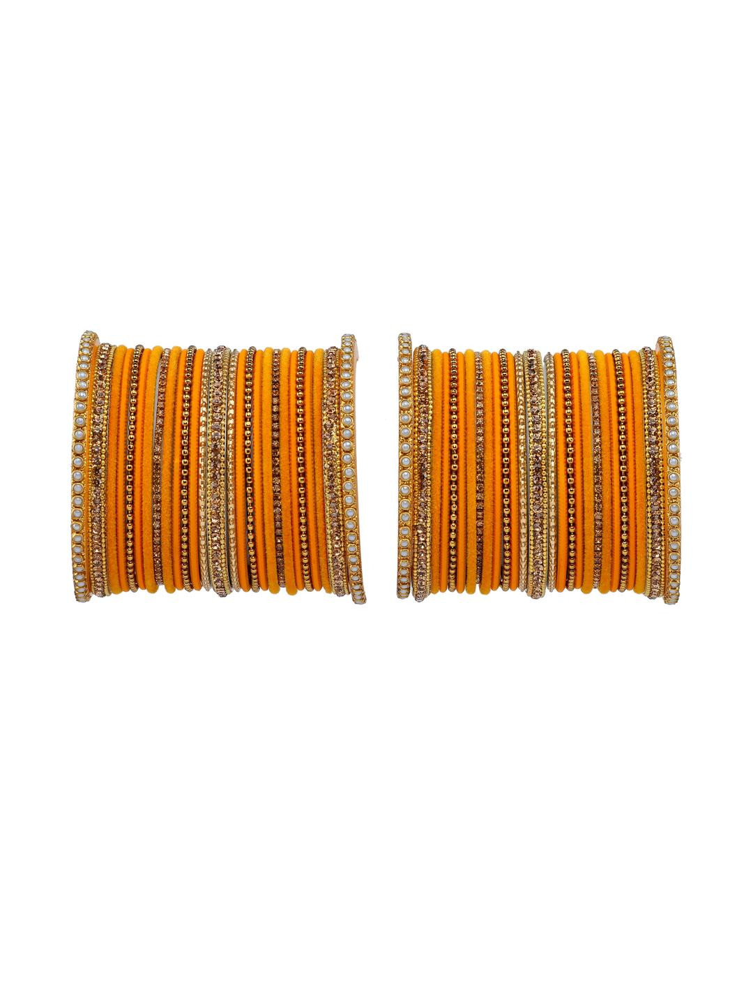 GLIKA Alloy Antique Gold colored Zircon stone Studded Bangle