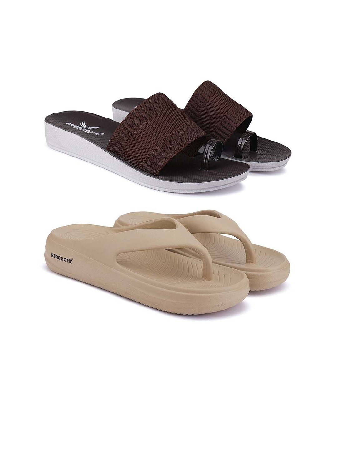 BERSACHE Women Set Of 2 Thong Flip Flops & Flats