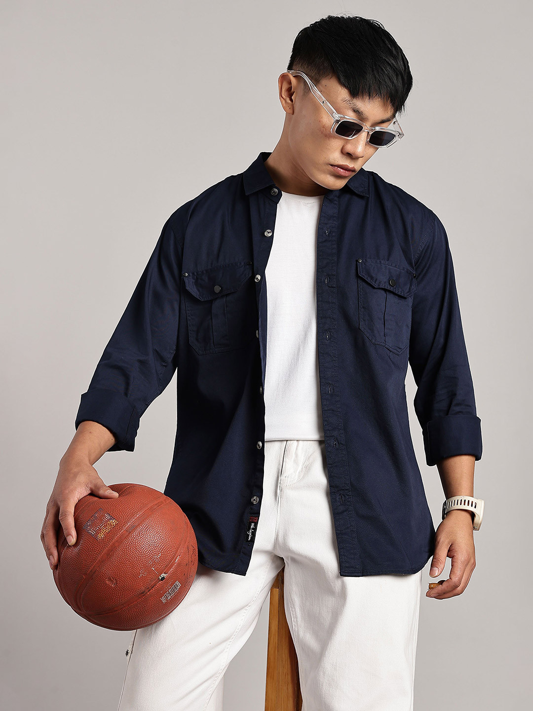 7TH LEGION Smart Cargo Cotton Regular Fit Spread Collar Casual Shirt