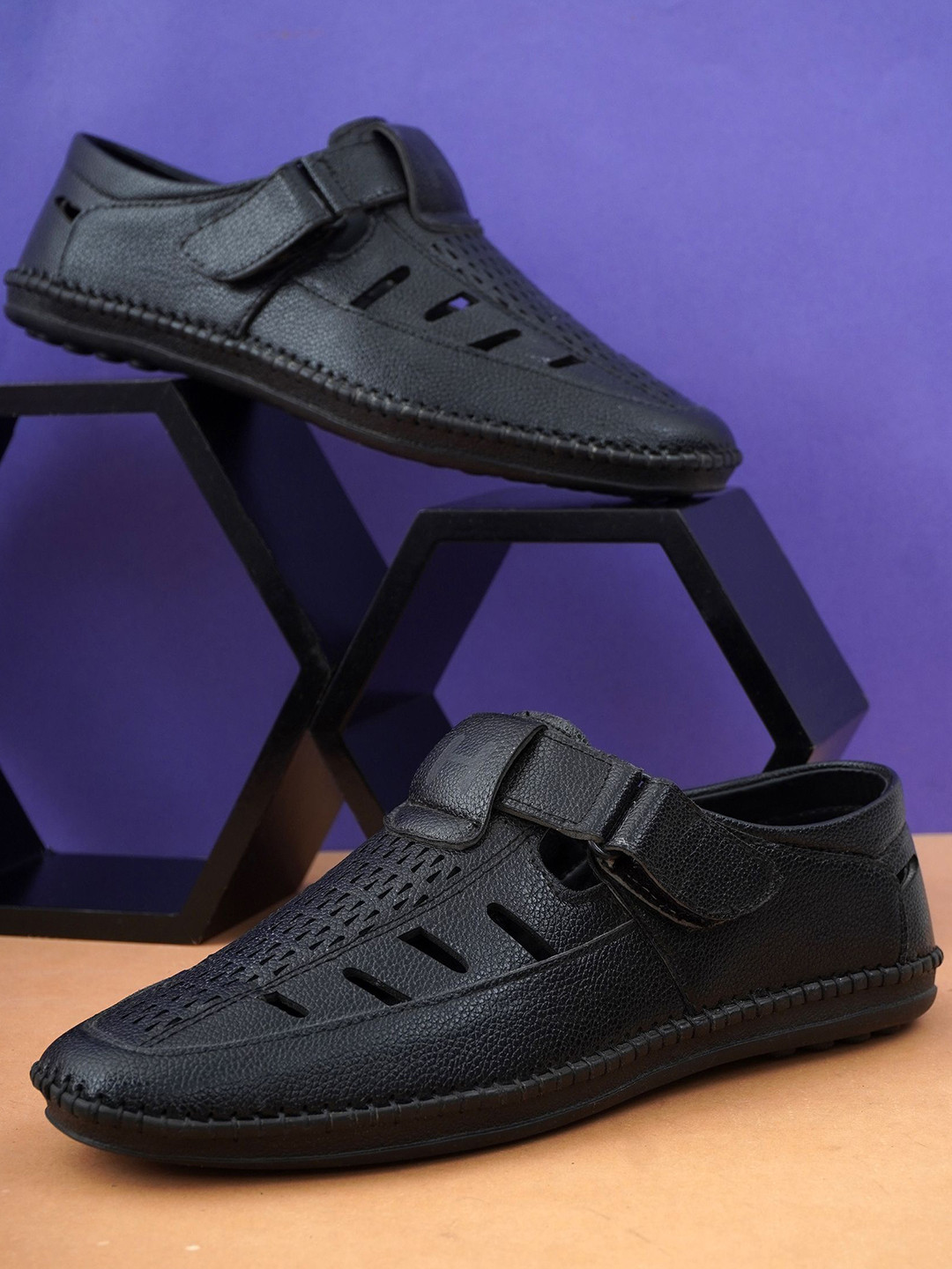 HIDA Men Shoe Style Sandals With Velcro Closure