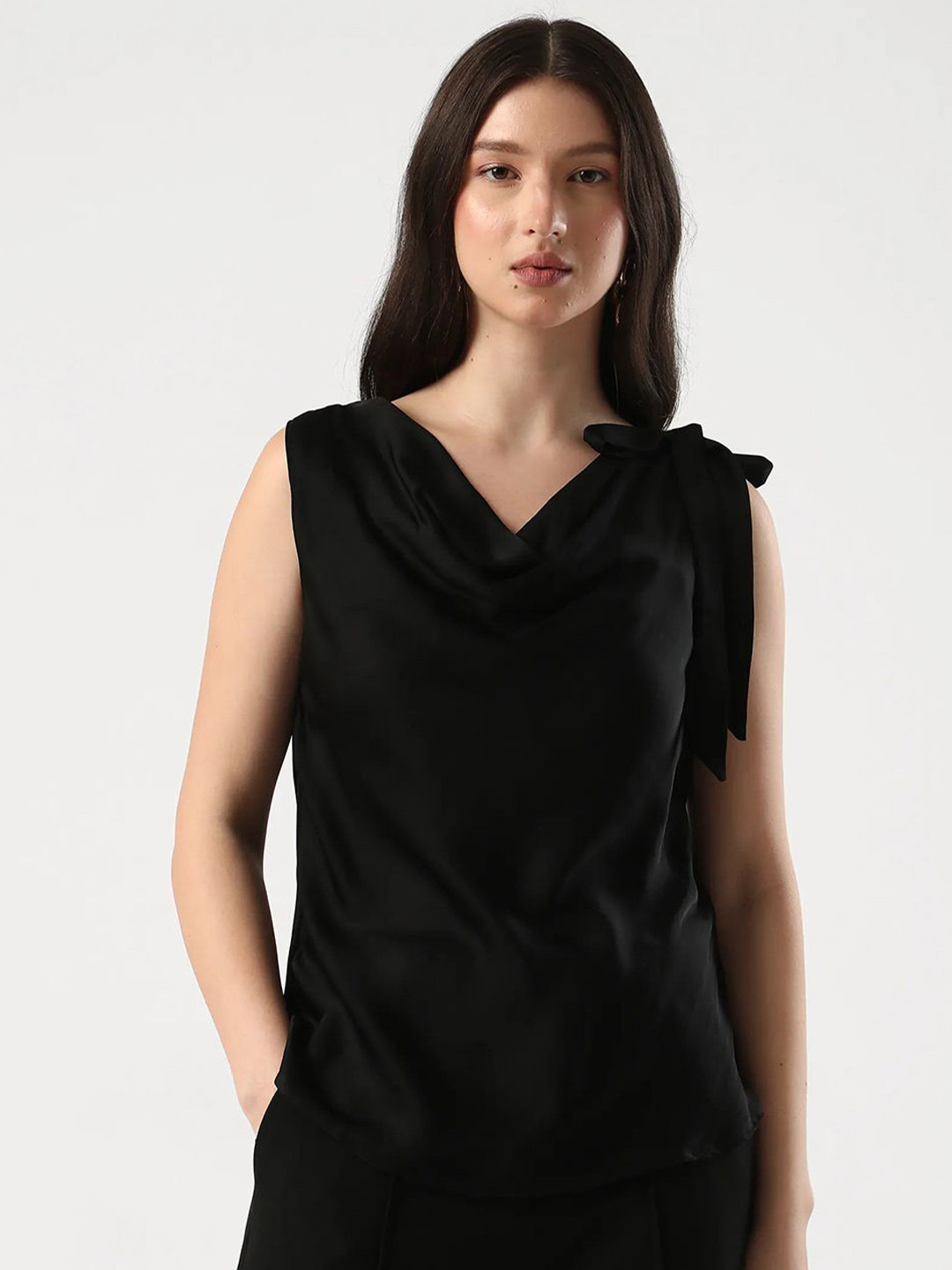 RAREISM Epuke Primary Cowl Neck Satin Top
