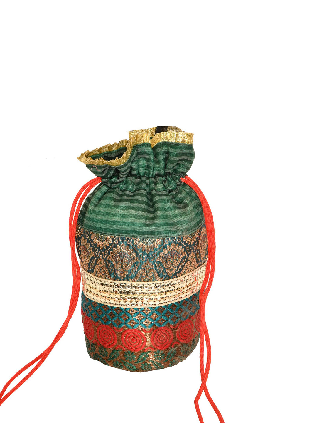 Exotic India Embroidered Silk Potli Clutch