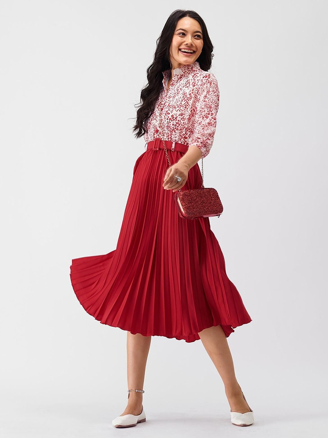 LookShine Stars Printed A-Line Midi Dress