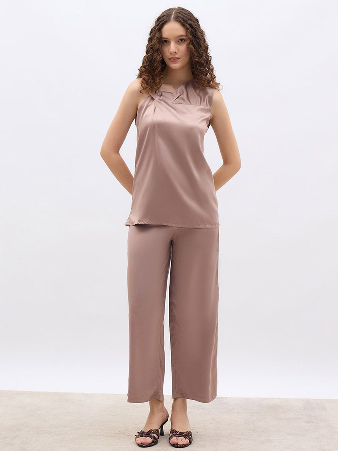 Styli Asymmetric Detail at Neck Top with Tailored Trouser Co-Ord Set