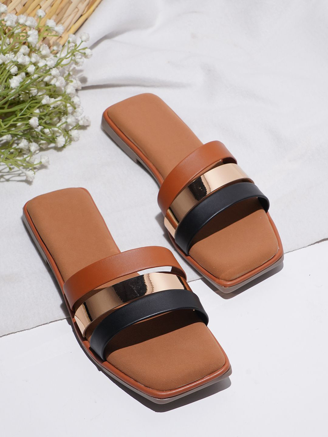 Froh Feet Women Comfortable Stylish Slip-On Open Toe Flats