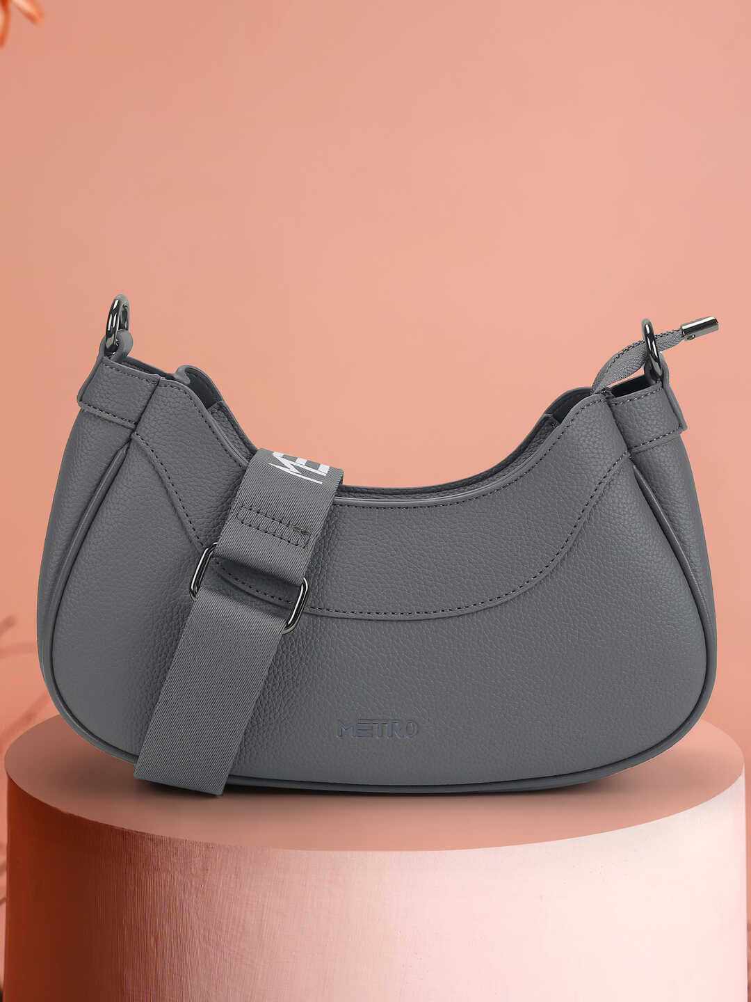 Metro Women Solid Half Moon Zip Detail Sling Bag