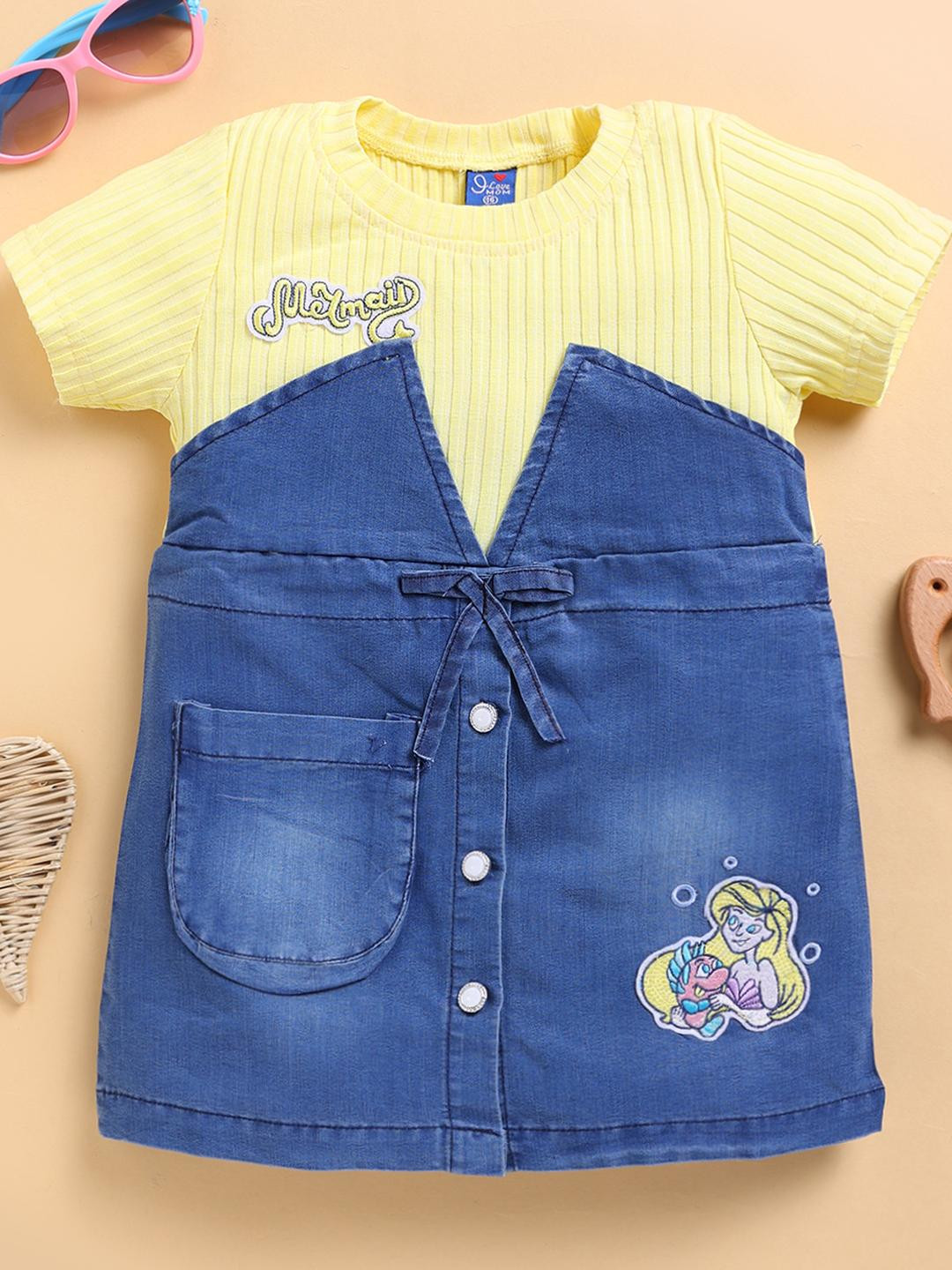 I LOVE MOM Girls Yellow Dresses