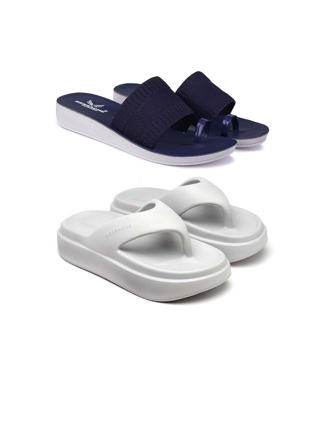 BERSACHE Women Set Of 2 One Toe Flats & Thong Flip Flops