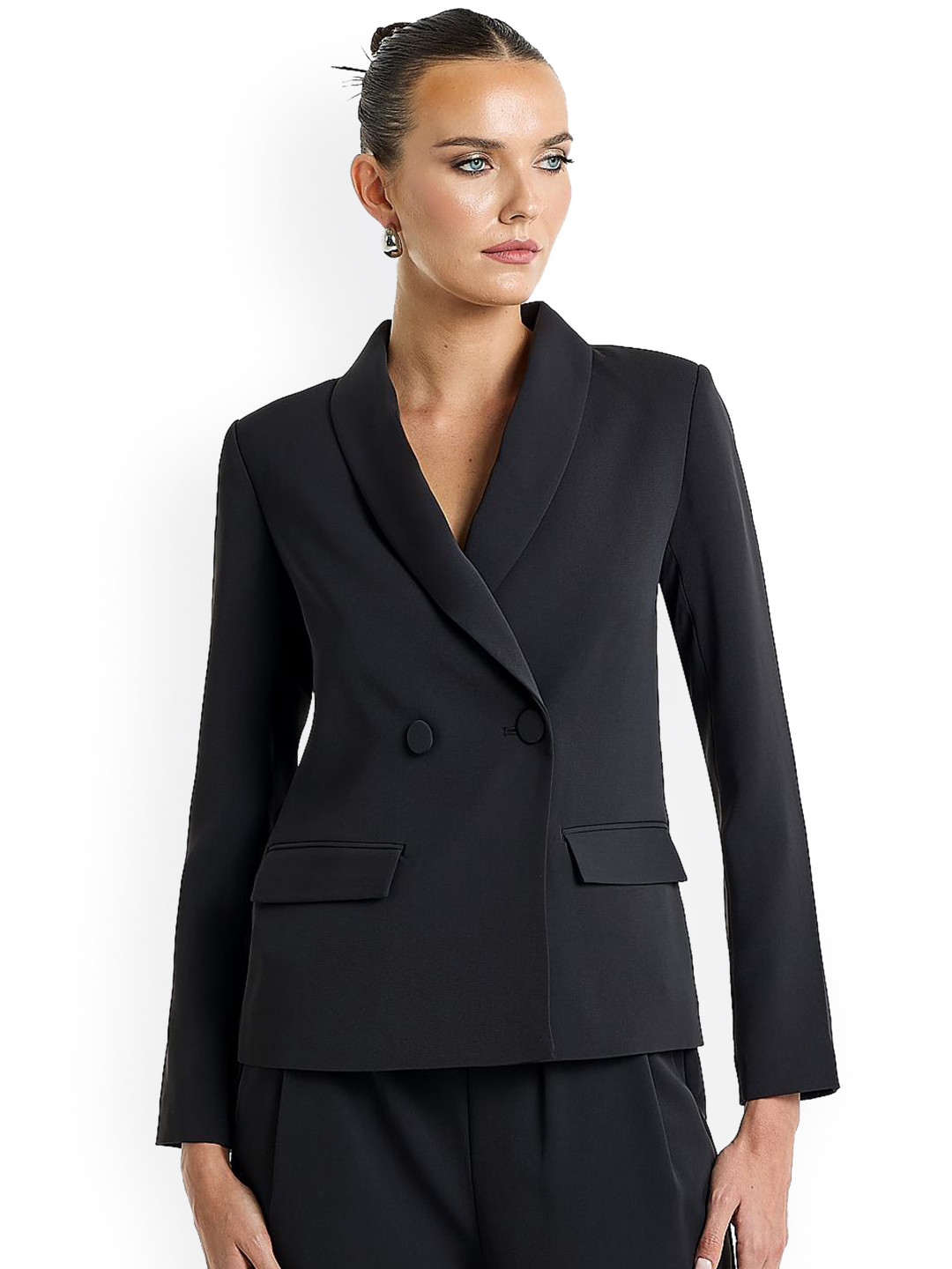 BCBG Shawl Collar Comfort Fit Double-Breasted Blazer