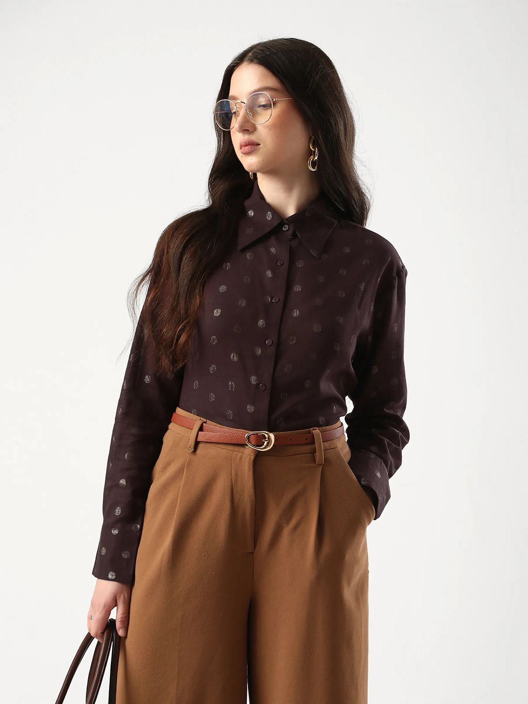 RAREISM Ronjaz Comfort Polka Dots Printed Cotton Casual Shirt