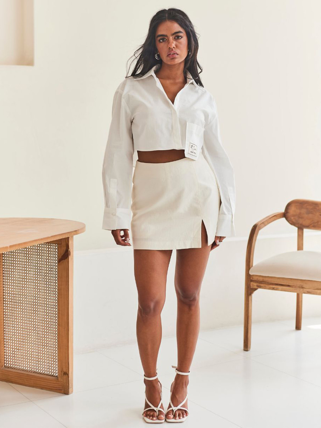 Urban Suburban Women Smart Semiformal Crop Relaxed Fit Cotton Shirt