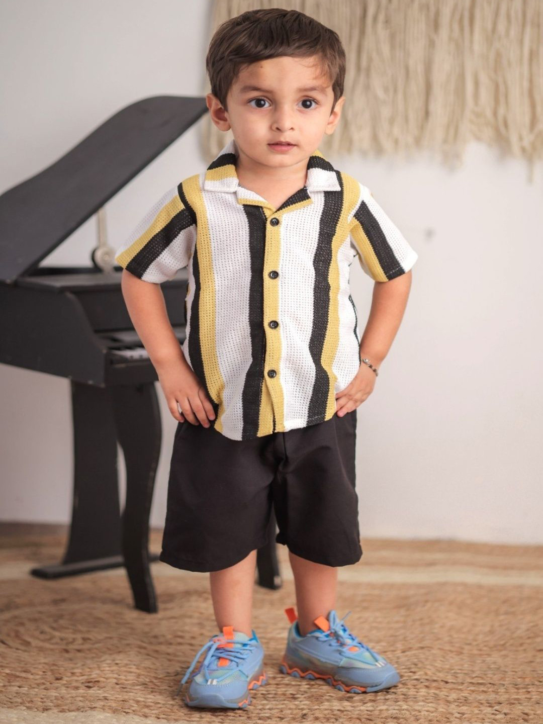 BLOOD PANTHER Boys Striped Short Sleeves Shirt With Shorts