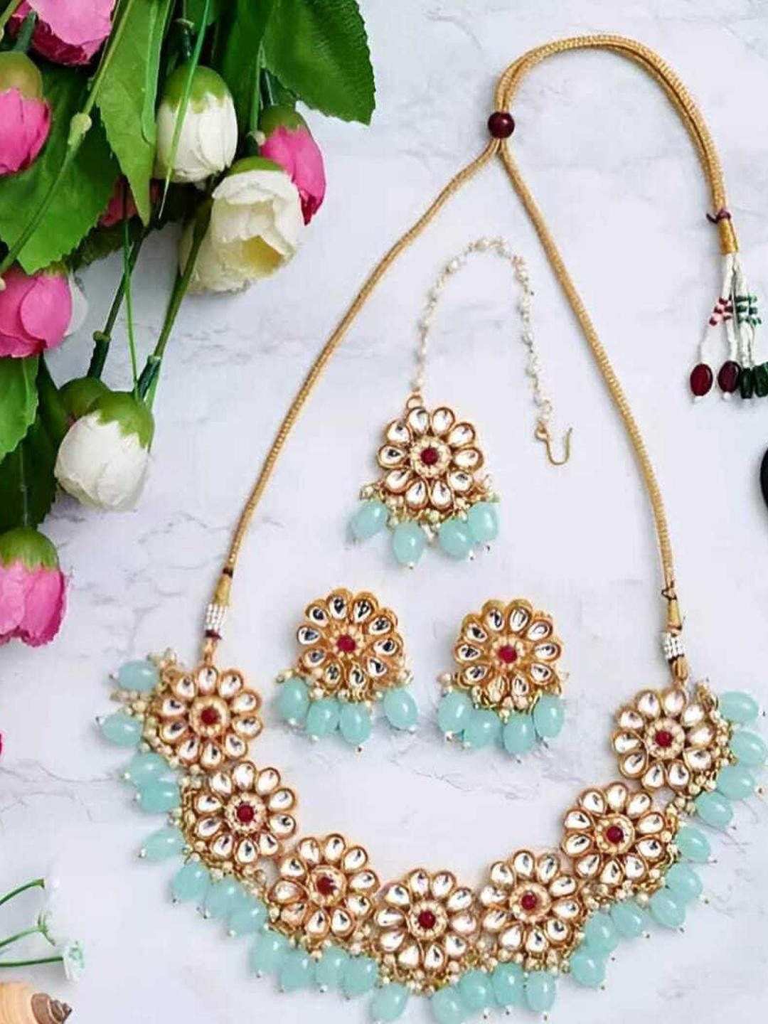UNNATI JEWEL Blue Brass Jewellery Set