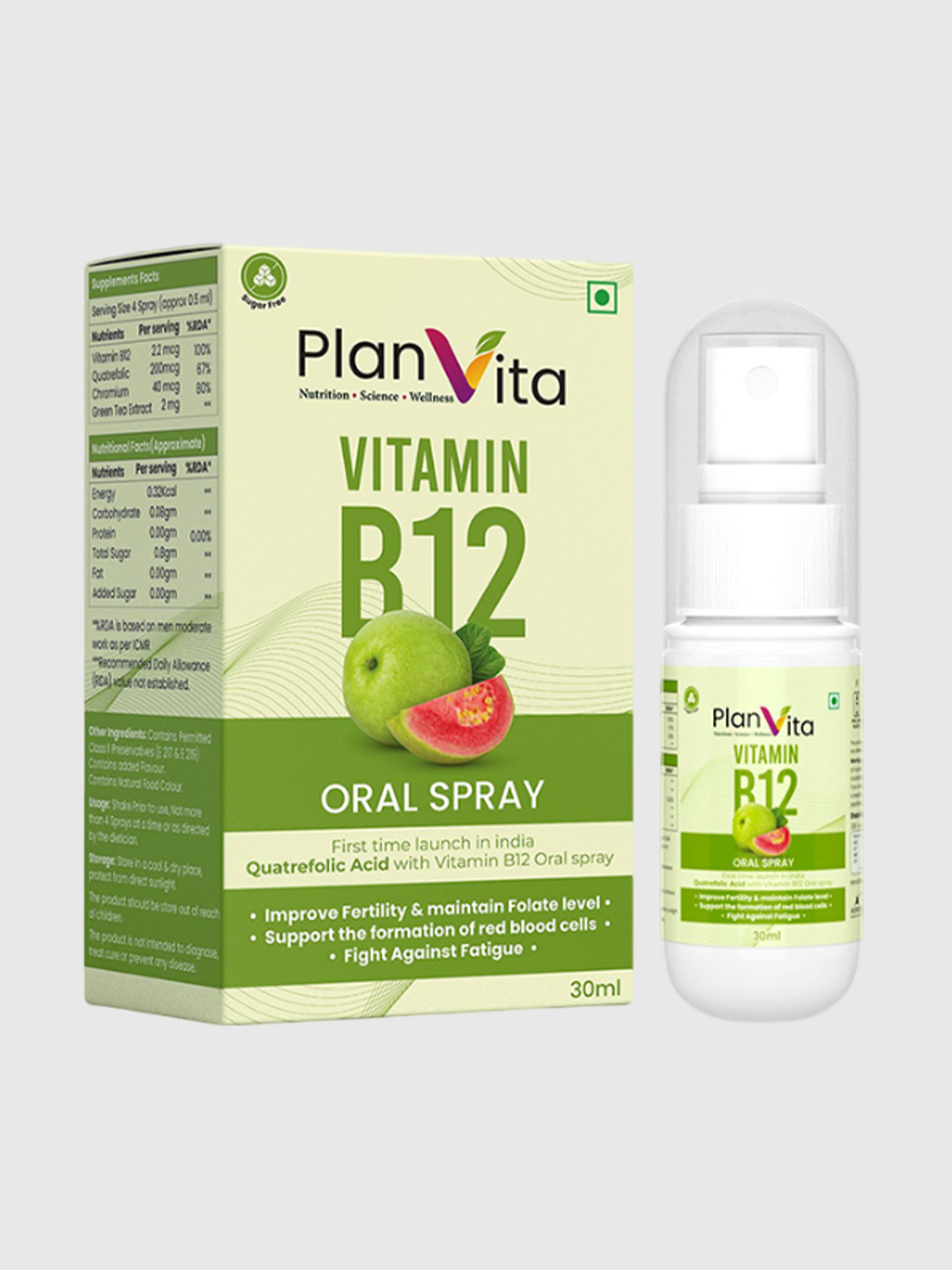 PlanVita Vitamin B12 Spray With Quatrefoclic Acid - 30 ml