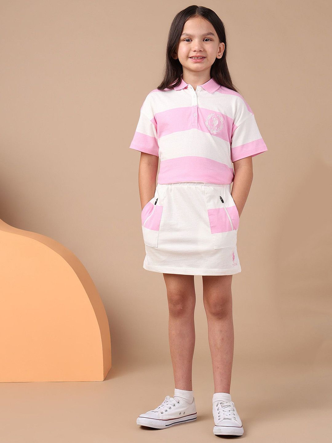 U.S. Polo Assn. Kids Girls Pure Cotton A-Line Mini Pencil Skirt