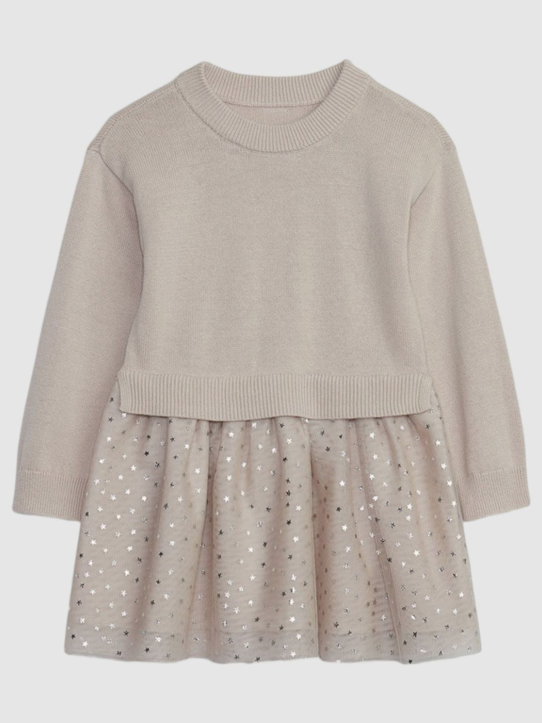 GAP Girls Printed Round-Neck Fit & Flare Cotton Sweater Dress