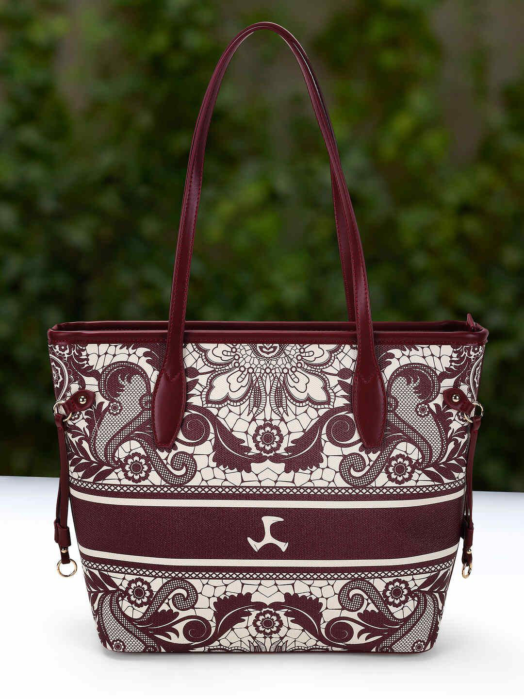 Mochi Ethnic Motifs PU Oversized Structured Handheld Bag