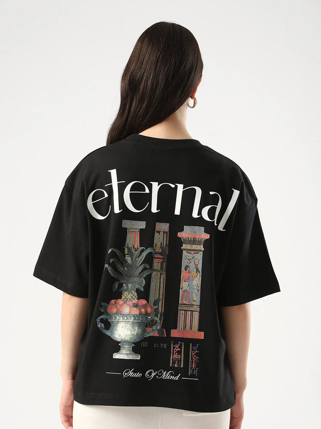 RAREISM Klend Primary Oversized Graphic Printed Cotton T-Shirt