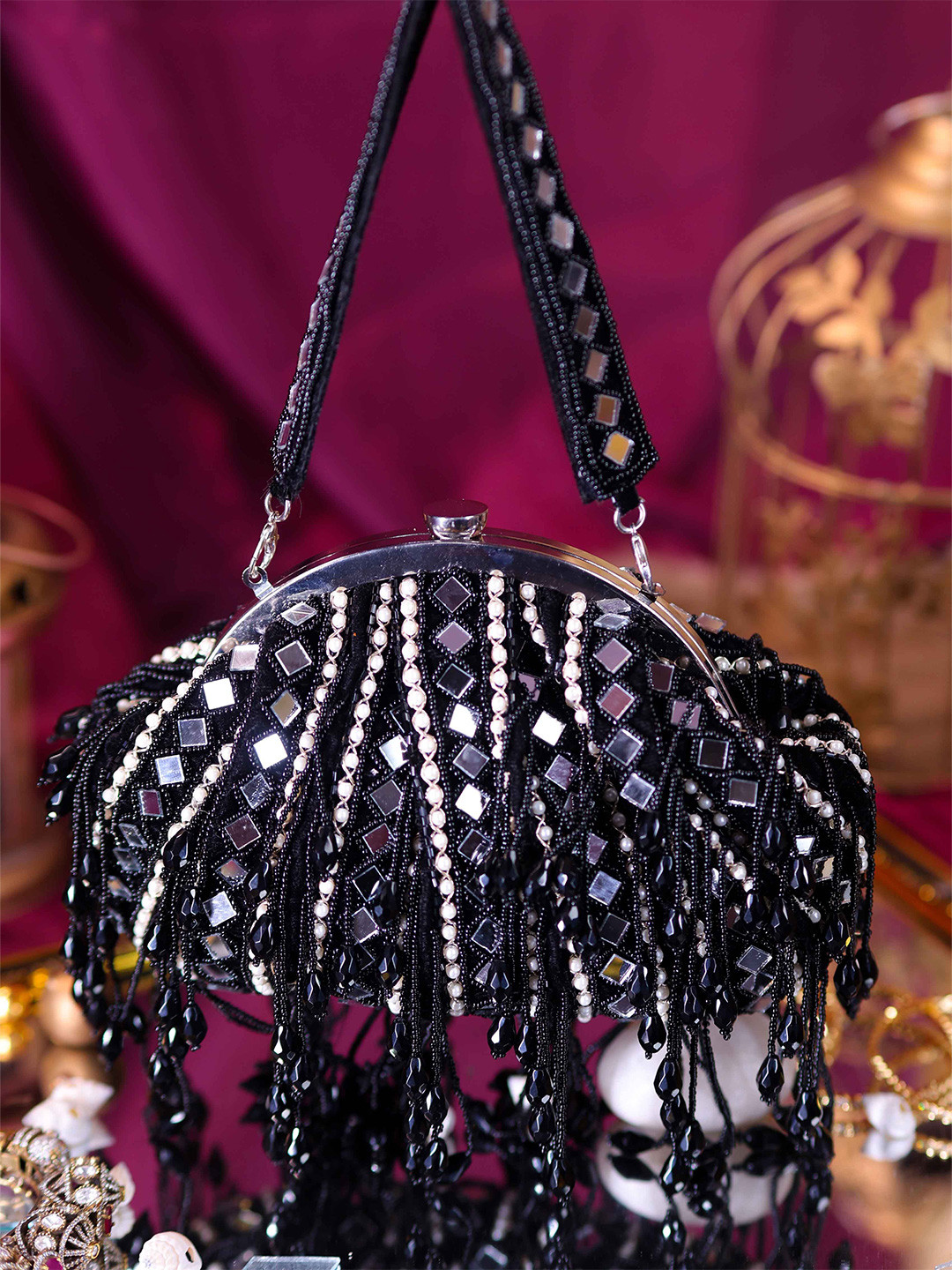 Swisni Embellished Mirror Work Shopper Sling Bag